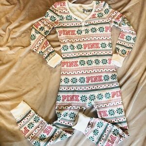 PINK Christmas/winter Onsie with button flap